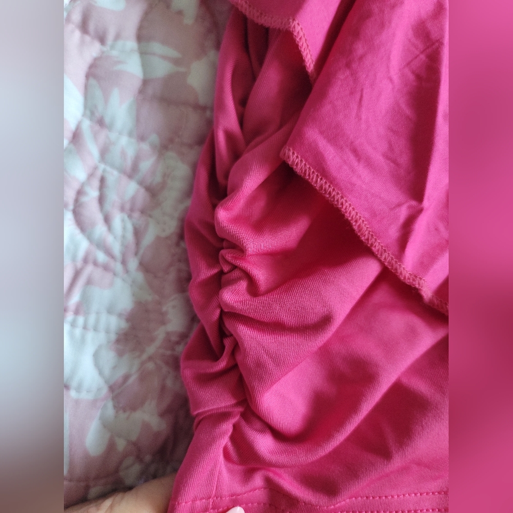 Pink One-Shoulder Ruffle Top and Skirt Set - Picture 2 of 2